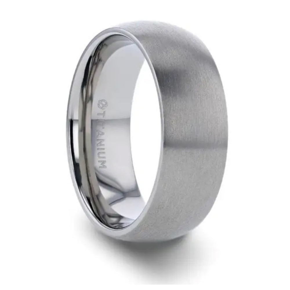 8mm wide Triton Tungsten Carbide Silver Wedding Band Ring COMFORT fit brushed